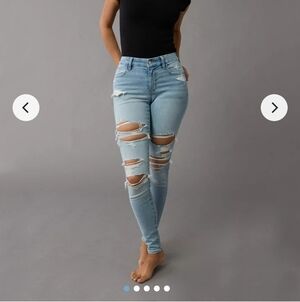 American Eagle Distressed Skinny Jeans 18 Short